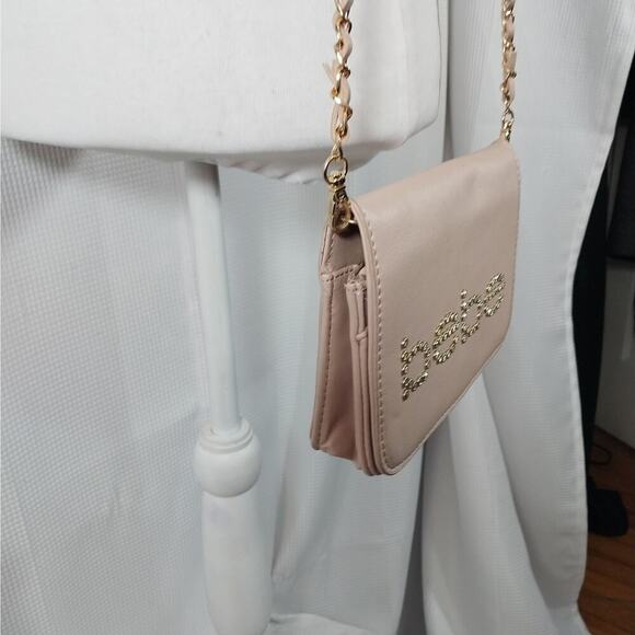 NWOT! BEBE! BABY PINK VEGAN LEATHER "DIAMOND" STUDDED LOGO MINI PURSE CROSSBODY! - Picture 11 of 14